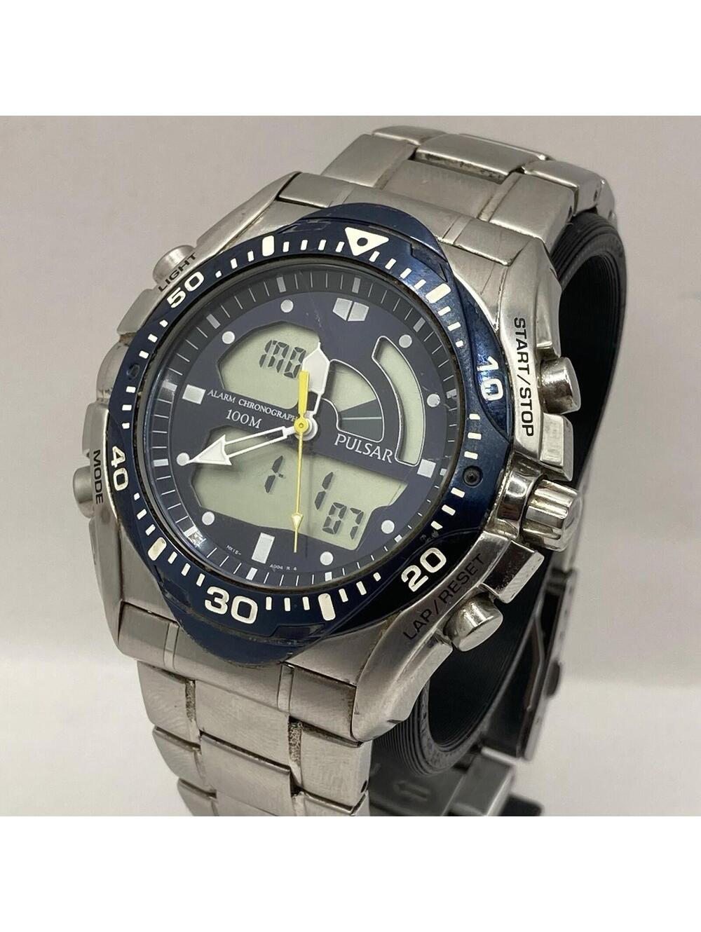 Men’s Pulsar NX15-X001 Tech Gear Watch Blue Dial Analog Digital New Battery